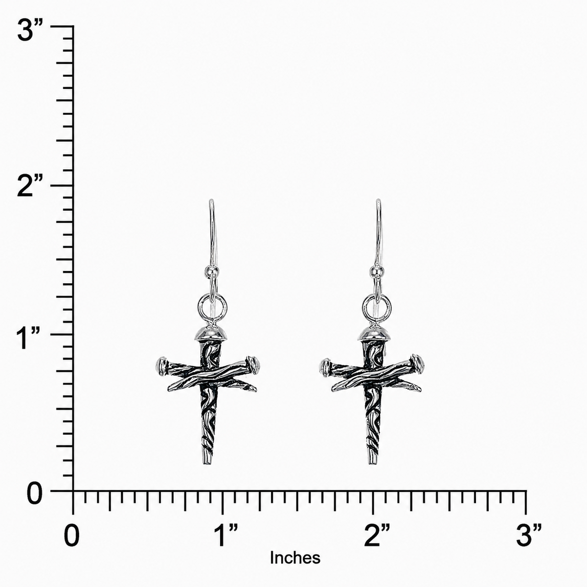 Crucifixion Nail Cross Earrings | Oxidized Sterling Silver