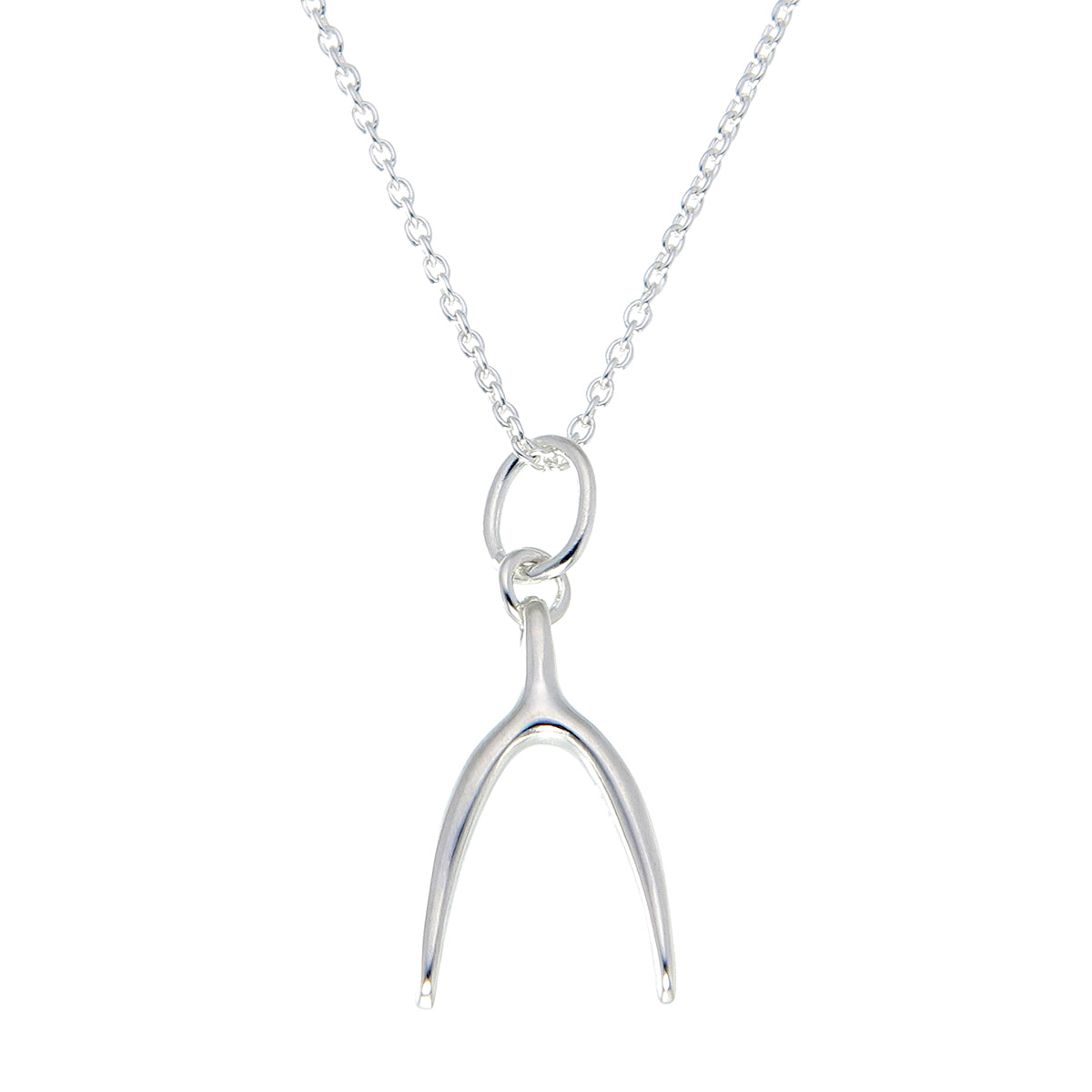 Wishbone Pendant Necklace | Polished Sterling Silver