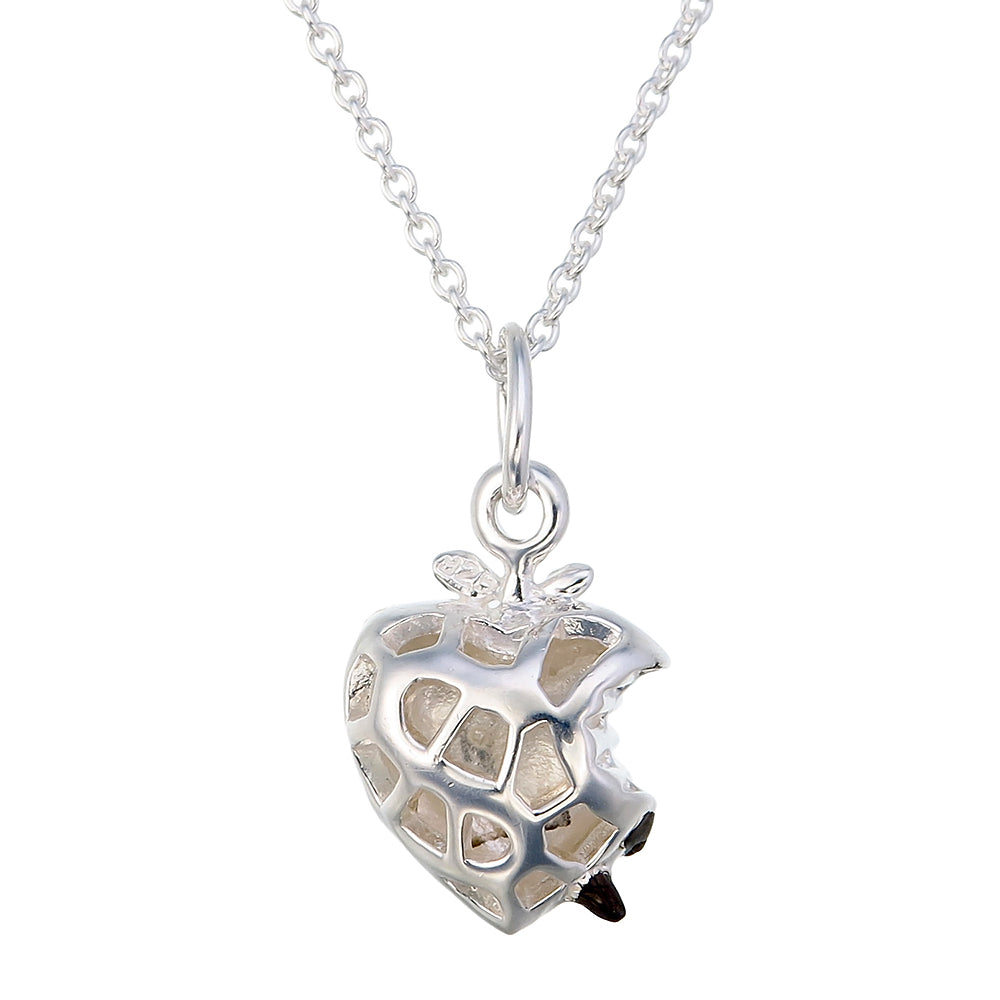 Original Sin Pendant | Sterling Silver Puffed Heart with Black Rhodium Snake