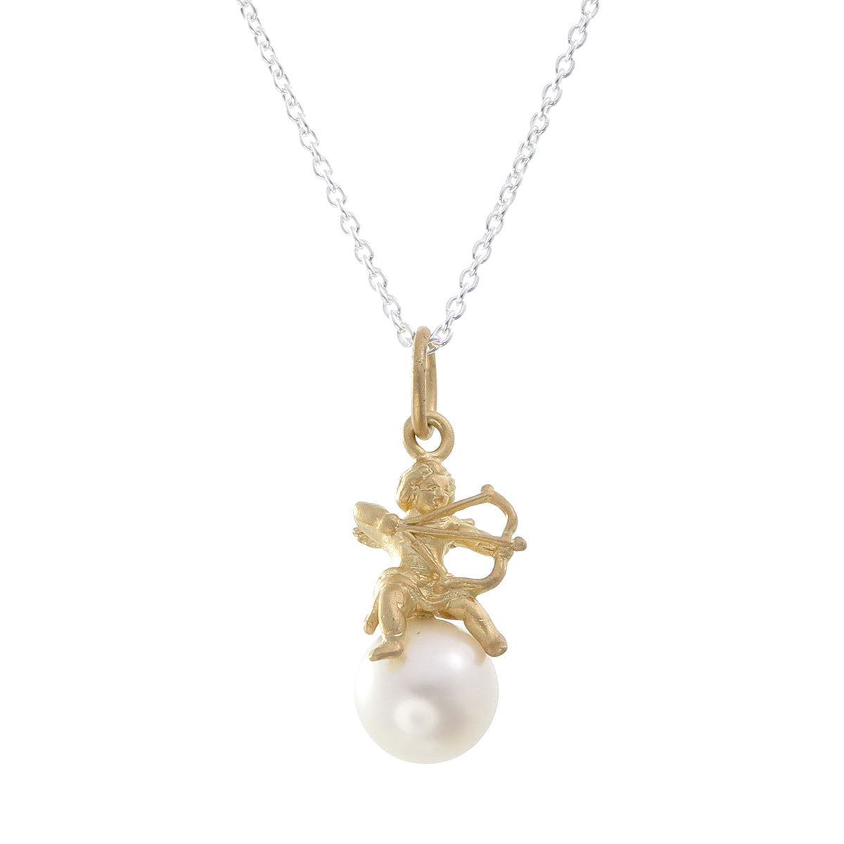 Gold Plated Cupid & Freshwater Pearl Necklace
