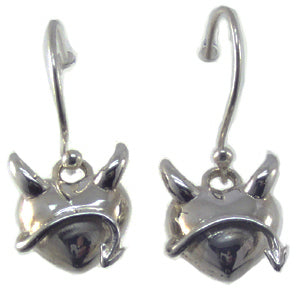 Devil Heart Drop Earrings | Polished Sterling Silver | Wire Hook