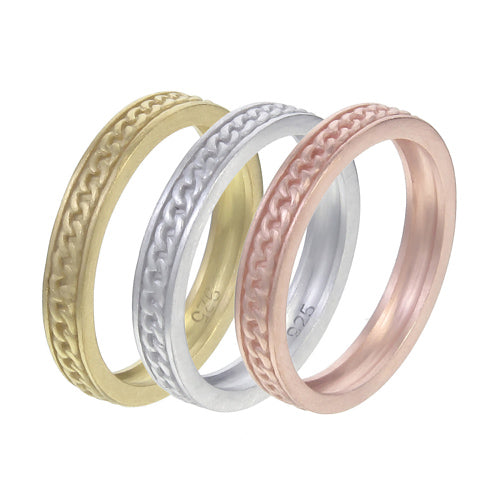 Chain Link Stacking Ring Set | Rose Gold, Yellow Gold & Silver