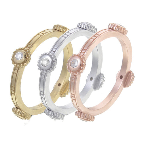 Compass Rosette CZ Stacking Ring