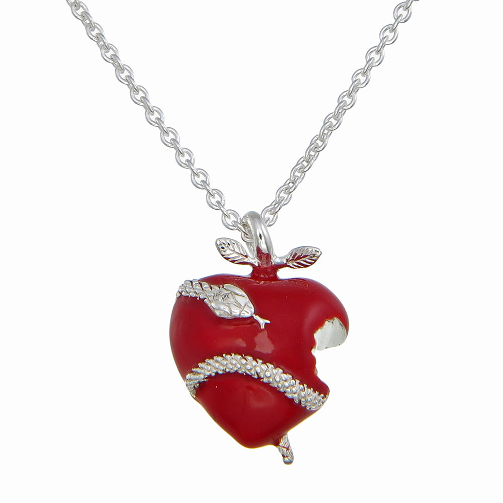 Red Enamel Original Sin Pendant | Sterling Silver with High-Polish Snake