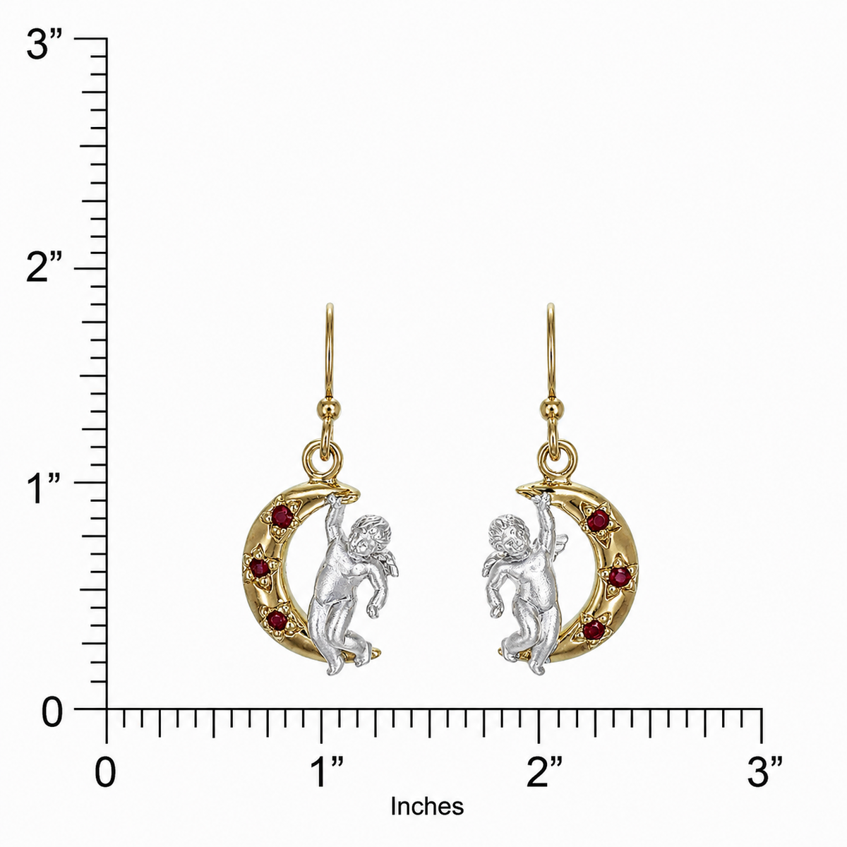 Crescent Moon Cherub Earrings – Gold Plated & Silver | Matching Jewelry Set