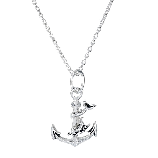 Anchor & Mermaid Pendant – Sterling Silver