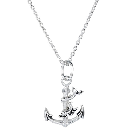 Anchor & Mermaid Pendant – Sterling Silver