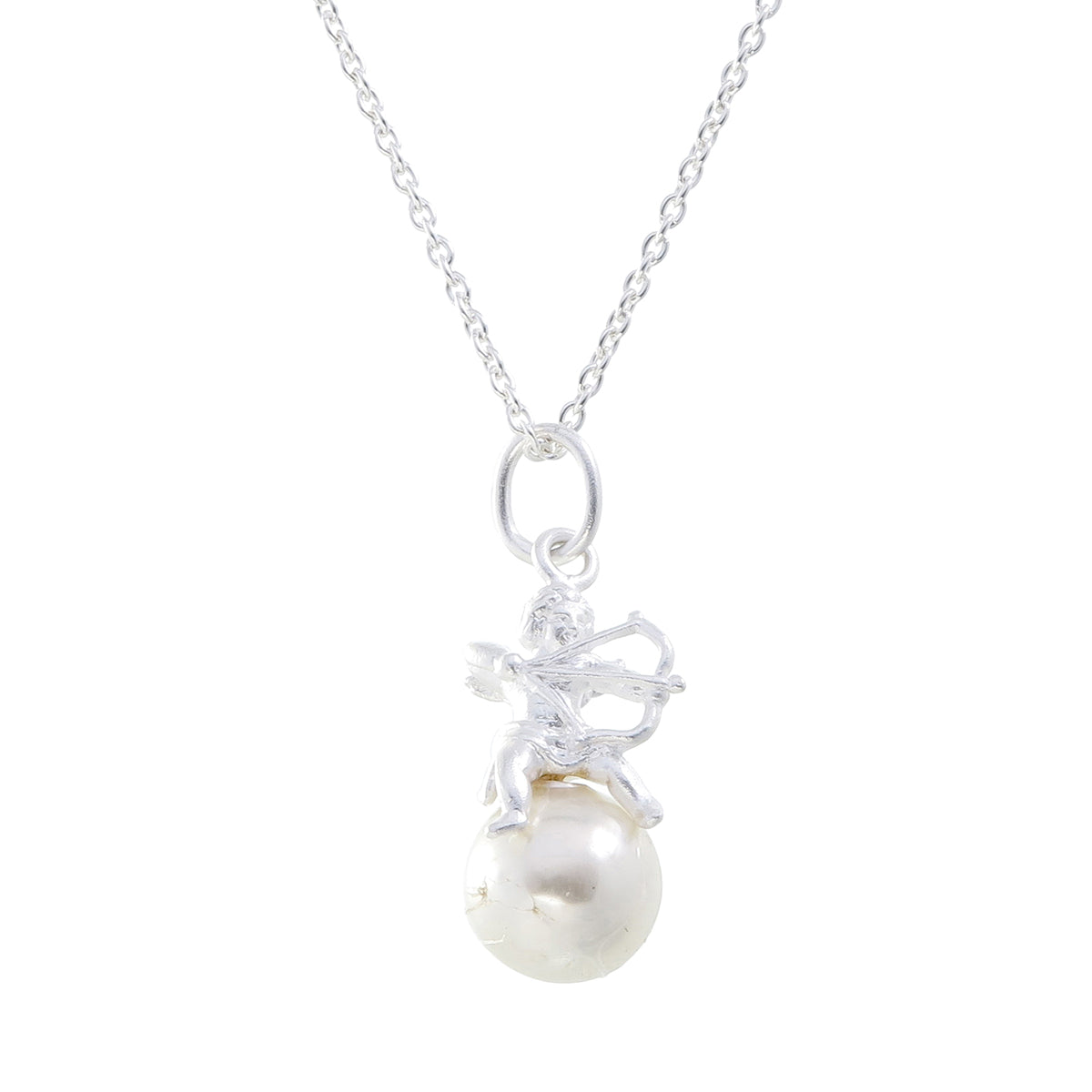 Silver Cupid & Freshwater Pearl Necklace