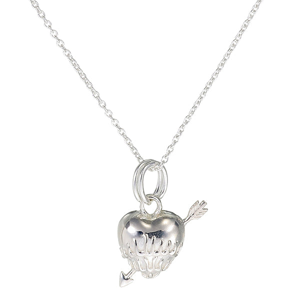 Cupid's Arrow Heart Pendant | Polished Sterling Silver Necklace
