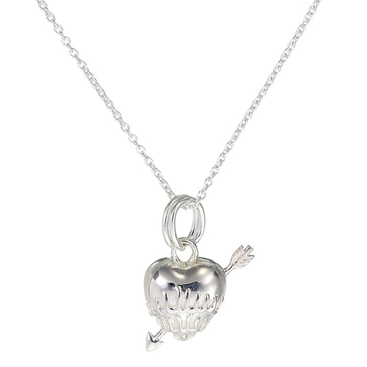 Cupid's Arrow Heart Pendant | Polished Sterling Silver Necklace