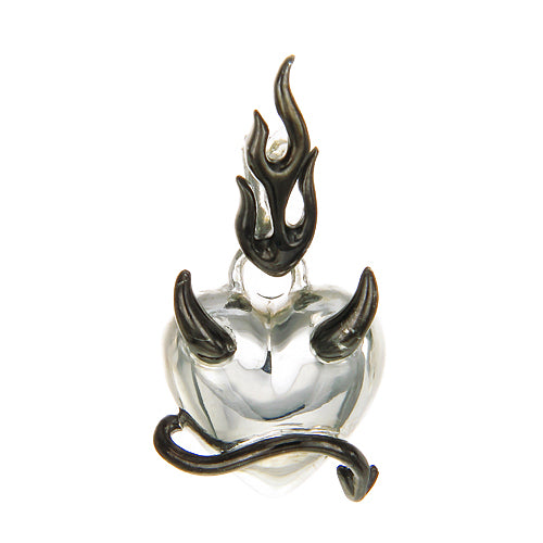 Devil Heart Pendant – Polished Sterling Silver & Black Rhodium