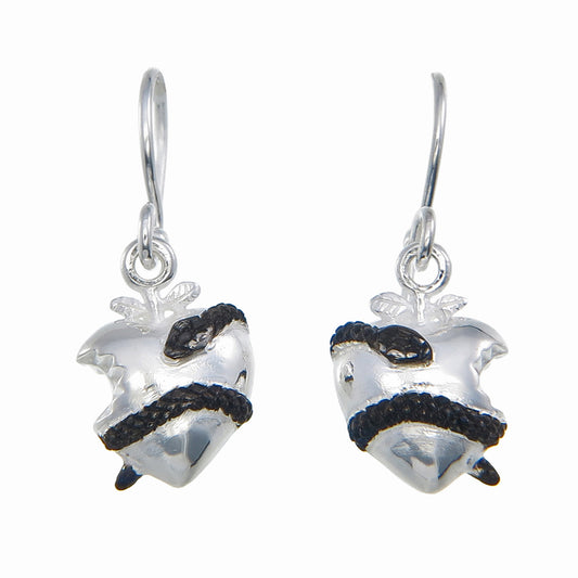 Original Sin Earrings | Sterling Silver Puffed Heart with Black Rhodium Snake