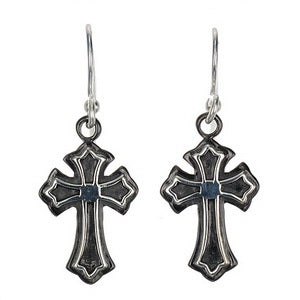 Gothic Cross Earrings – Black Rhodium