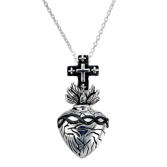 Sacred Heart with Cross Pendant