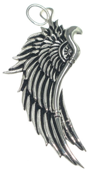 Articulated Angel Wing Pendant | Oxidized Sterling Silver
