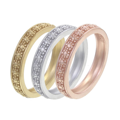 Granulated Stacking Ring Set | Rose Gold, Yellow Gold & Silver