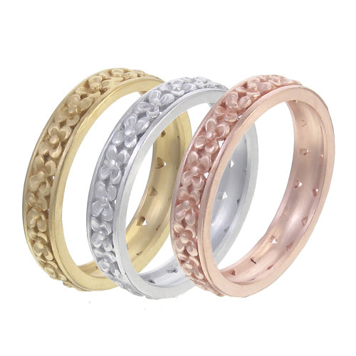 Flower Petal Stacking Ring Set | Rose Gold, Yellow Gold & Silver