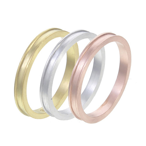 Concentric Ridges Stacking Ring Set | Rose Gold, Yellow Gold & Silver